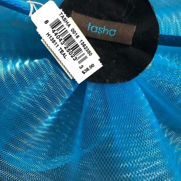 𝅺TASHA Fascinator Metal Headband Robin‎ Egg blue floating feathers flower bow - Picture 6 of 6